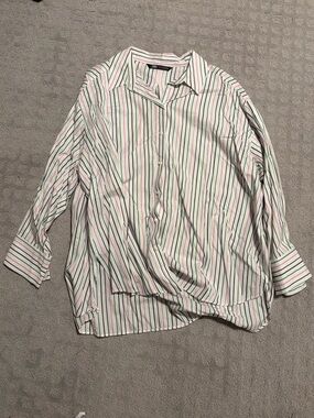 Zara Button Down Striped Shirt Large